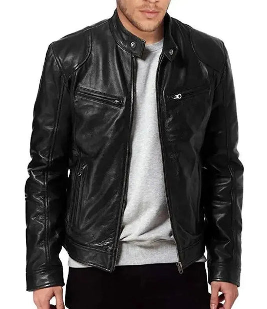 Stylish Leather Biker Jacket for Men - Erwan