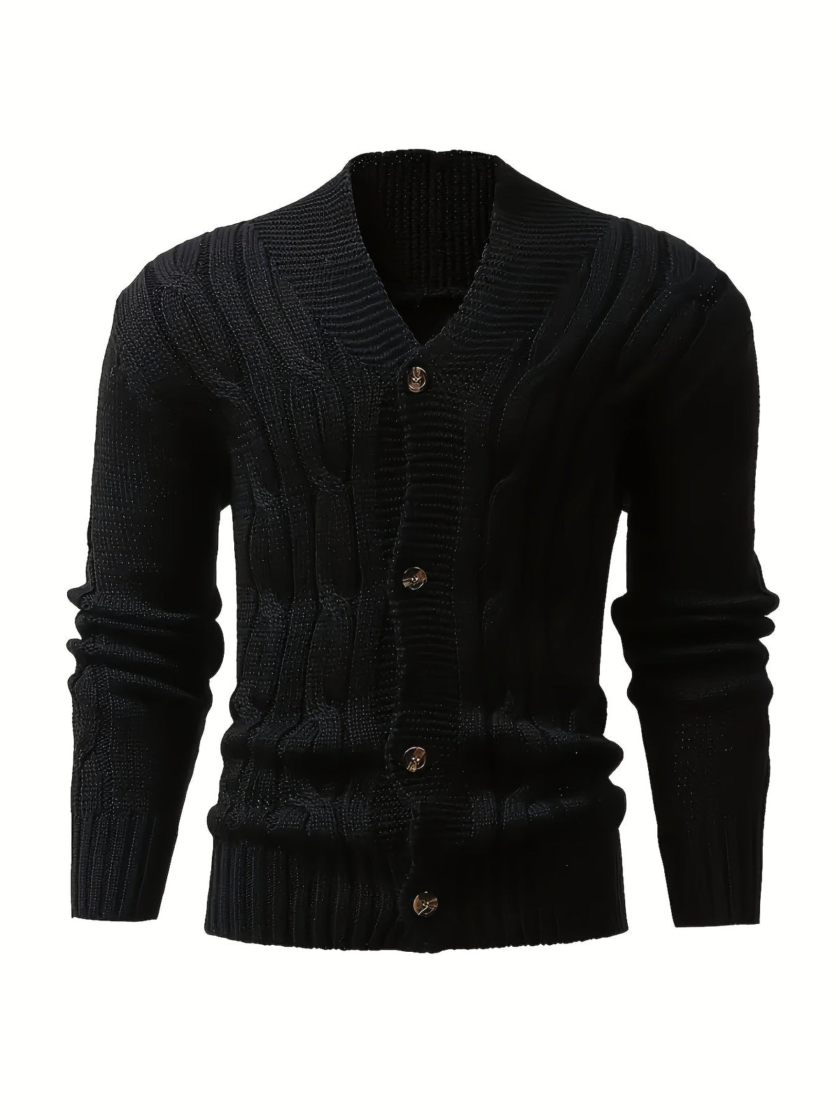 Men's Cable Knit Cardigan with V-Neck – Comfortable and Versatile