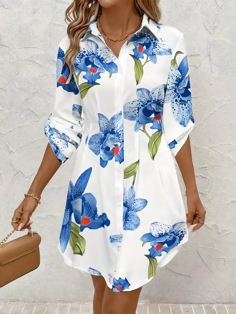 Robe chemise à imprimé floral