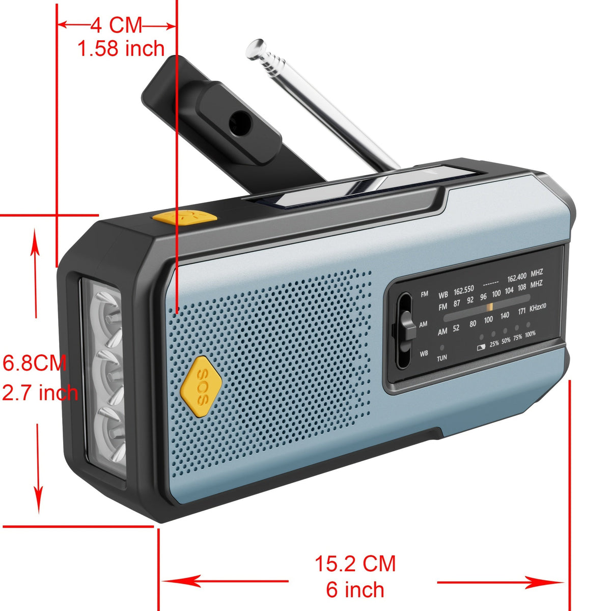 Daykit Portable AM/FM Radio – With Solar Panel and Torch