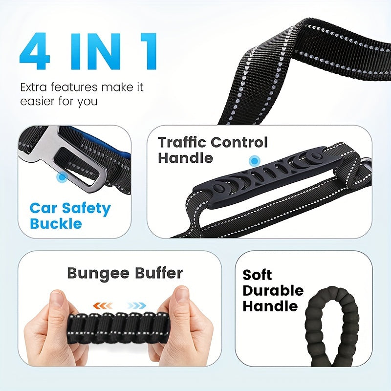 Adjustable Bungee Dog Lead – Shock Absorbing and Reflective for Large Dogs