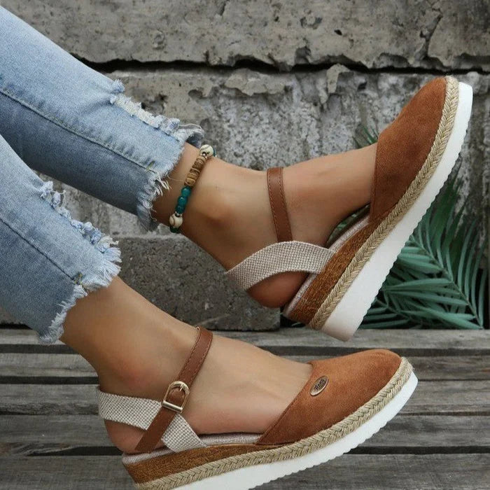 Lightweight Platform Wedge Sandals with Hemp Rope