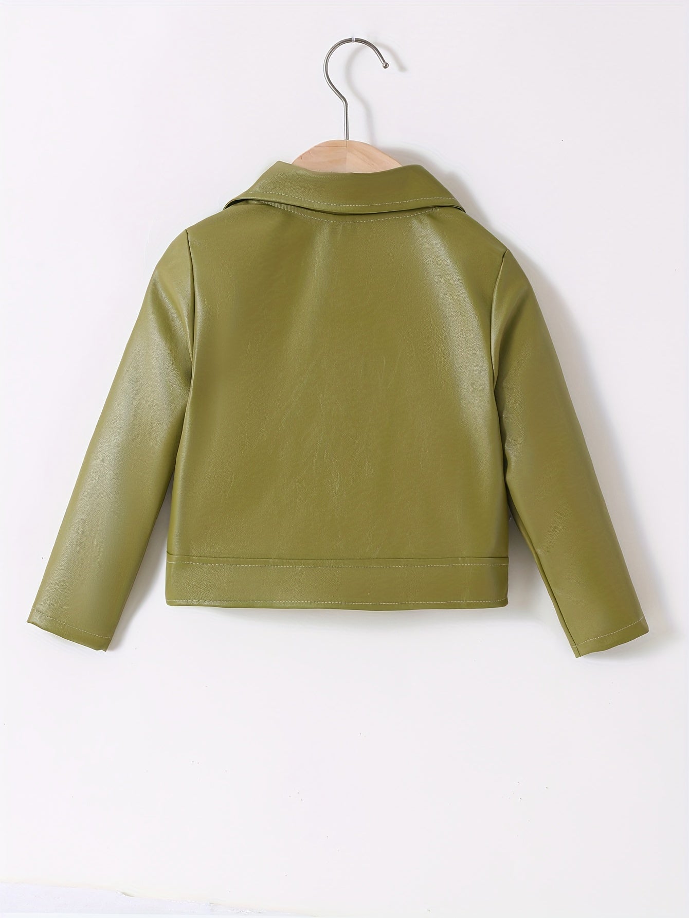 PU Leather Reversed Collar Asymmetrical Zip Jacket for Spring and Autumn - Zaira