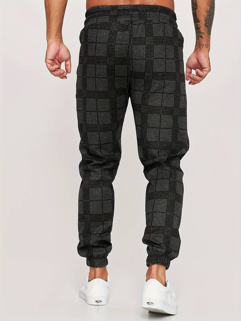 UrbanFit – Checked Slim Fit Jogging Trousers for Men
