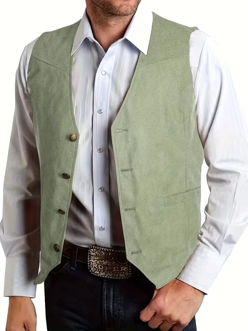 Gilet avec col en V et boutons