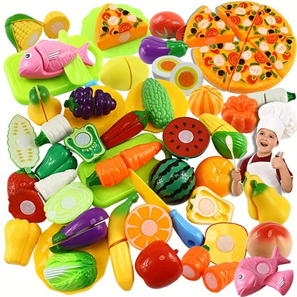Juego educativo para cortar alimentos, frutas y verduras – Ideal para el aprendizaje temprano y los juegos de roles