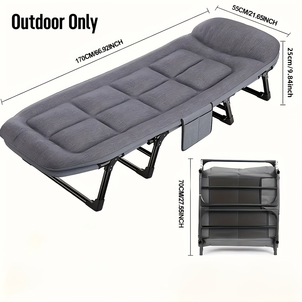 Cama plegable de camping para adultos – Estructura ligera de aluminio y acero inoxidable