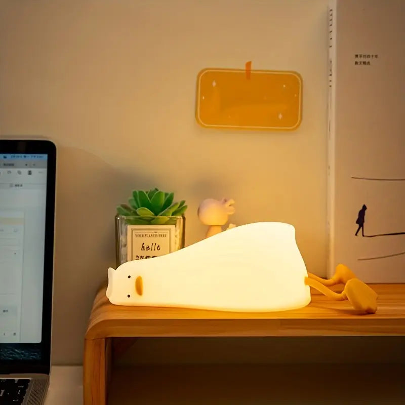 Eend-nachtlampje van zacht silicone met dimbaar licht voor de kinderkamer