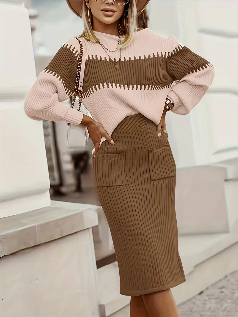 Ensemble deux pièces avec texture côtelée