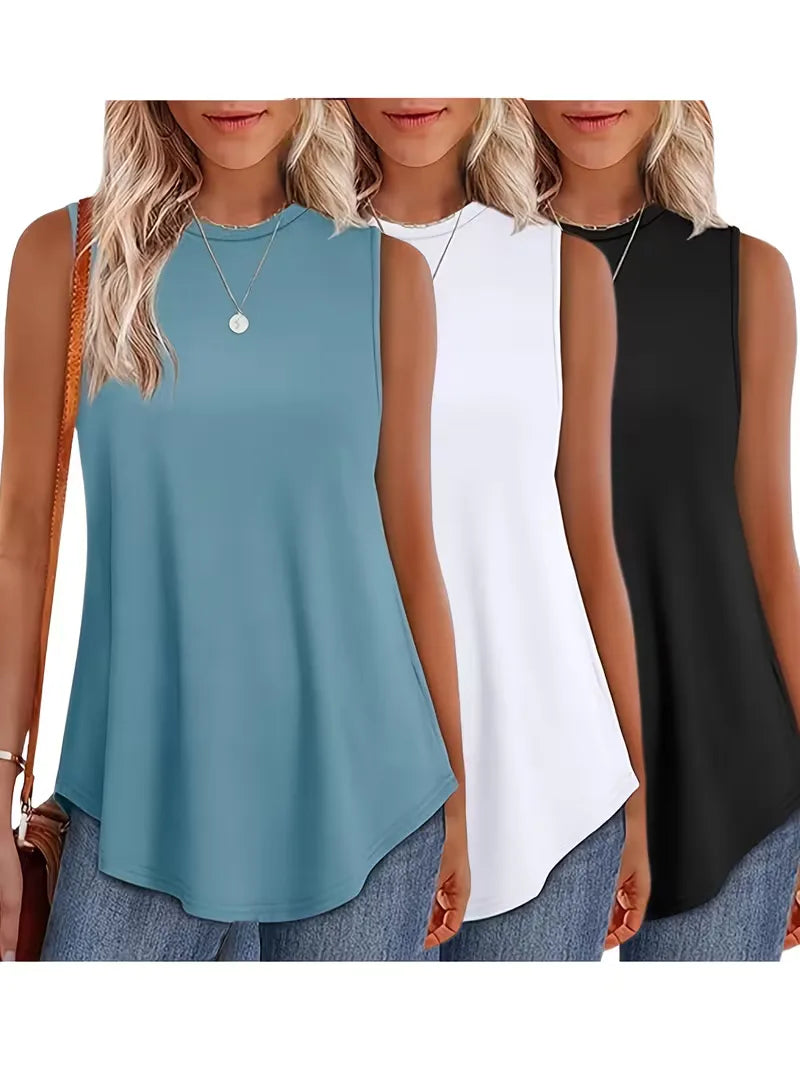 Loose Fit Tank Top with Round Neck