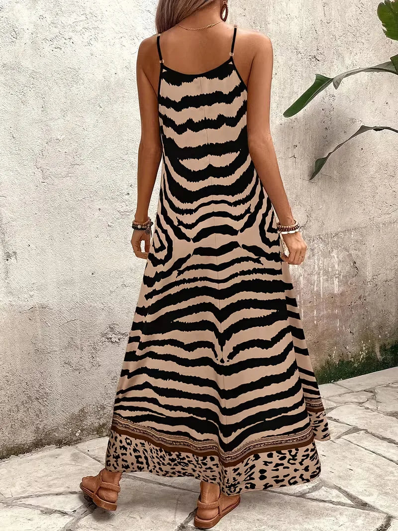 Maxi dress with leopard print