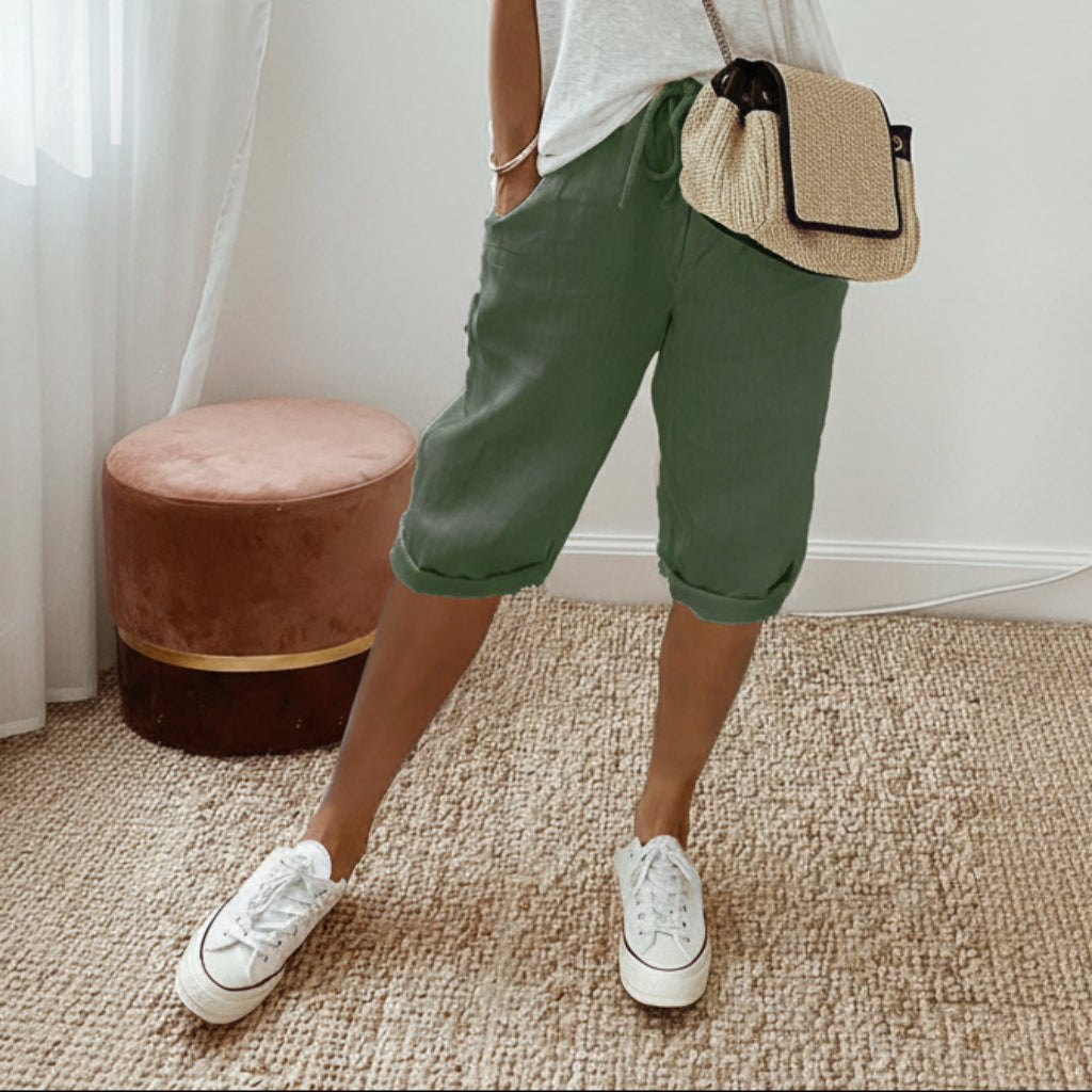 Casual Women's Cotton and Linen Shorts
