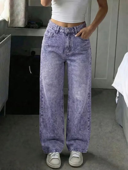 Jean droit taille mi-haute