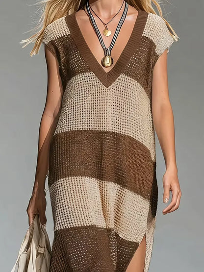 Maxi cover-up with V-neck
