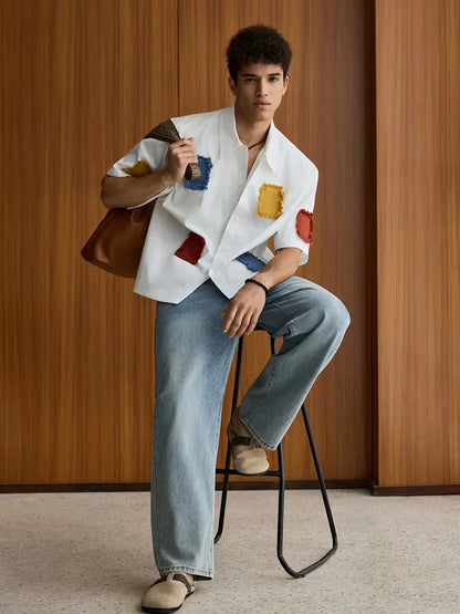 Chemise à manches courtes avec patchwork