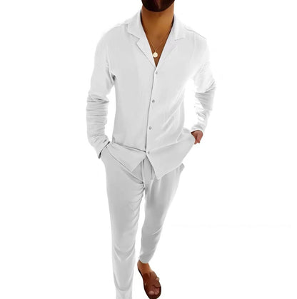 Long Sleeves with Notched Collar and Slim Fit Trousers