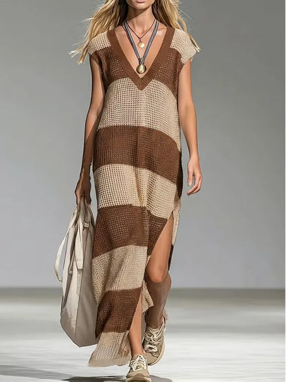 Maxi cover-up with V-neck
