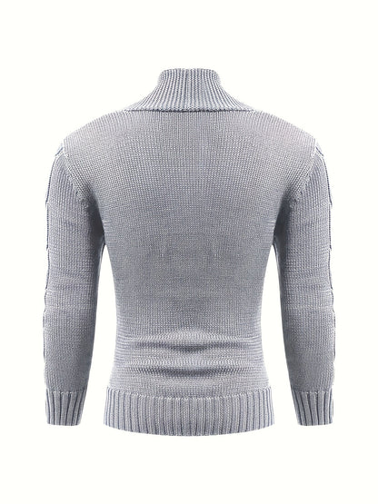 Men's Cable Knit Cardigan with V-Neck – Comfortable and Versatile