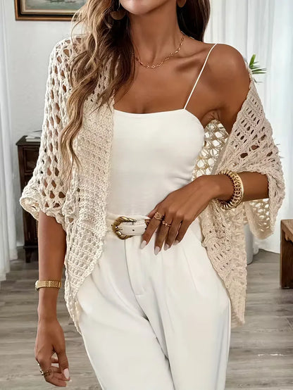 Oversized cardigan with hollow-out design