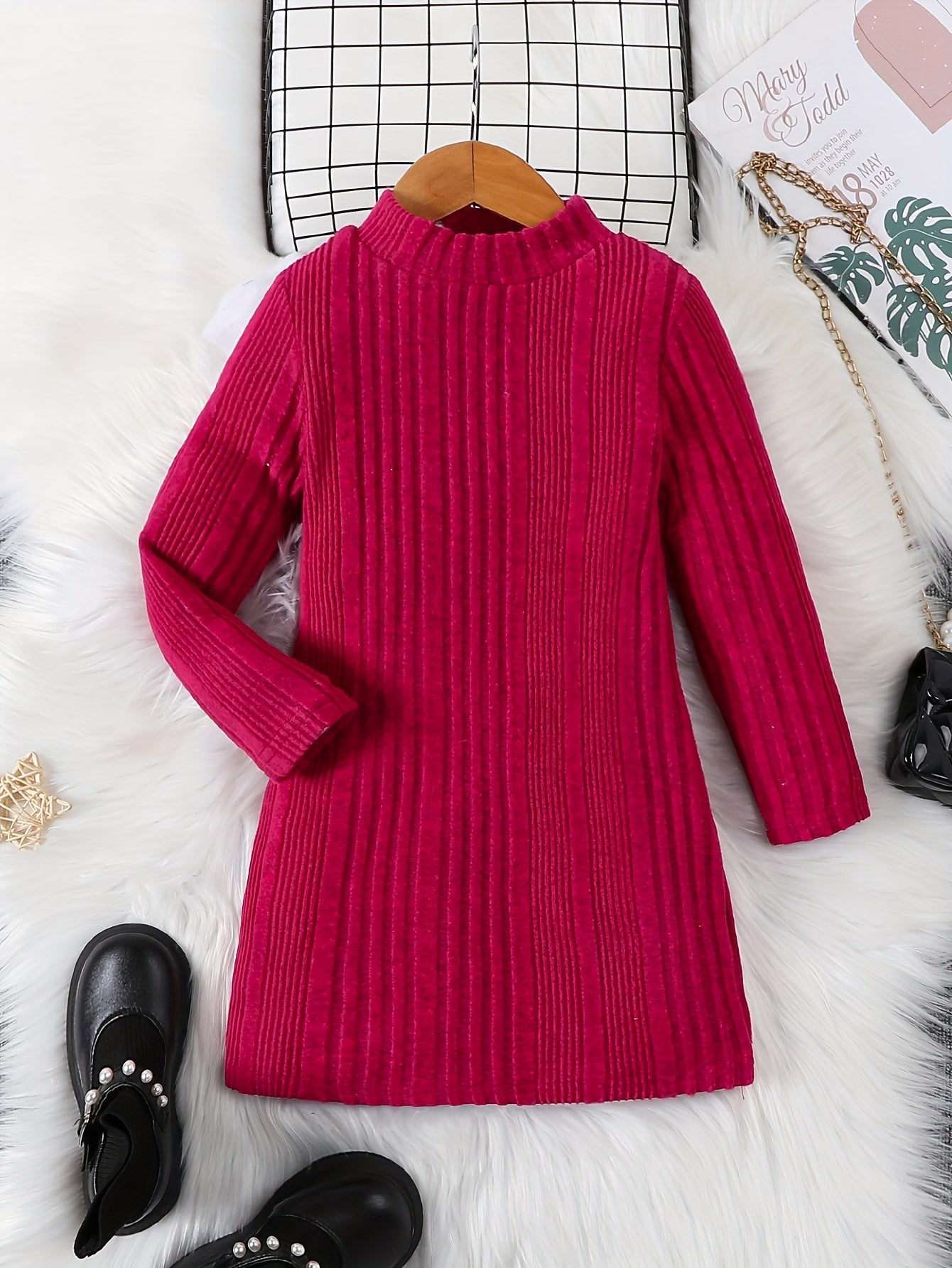 Girls' Long Casual Knitted Thermal Jumper with Round Neck for Winter - Jennida