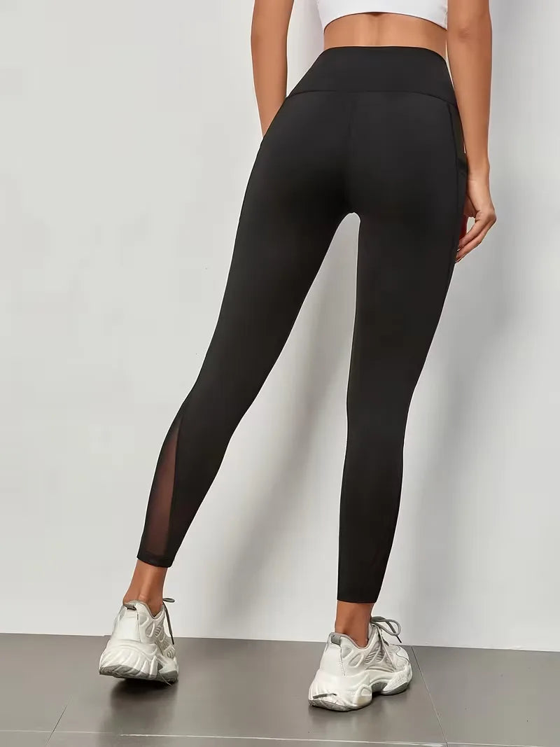 High-Waisted Leggings with Mesh Panels