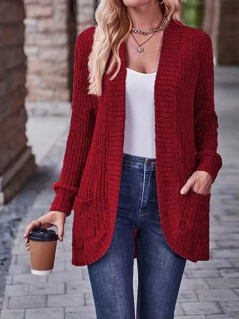 Open vest with ribbed texture