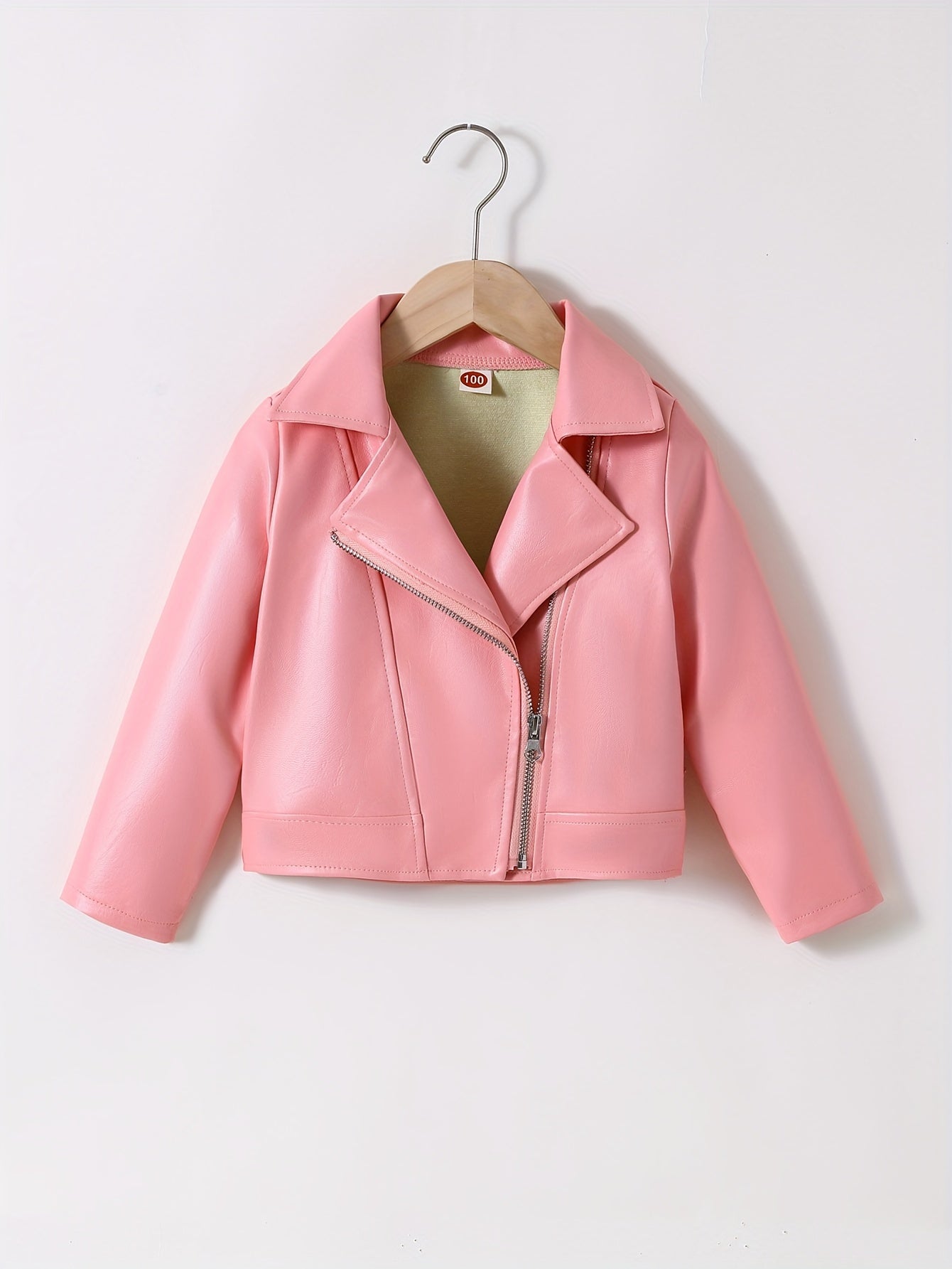 PU Leather Reversed Collar Asymmetrical Zip Jacket for Spring and Autumn - Zaira
