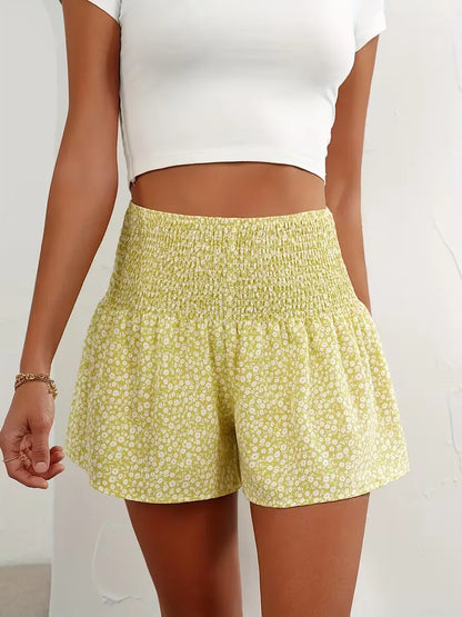 Shorts taille haute avec motif floral