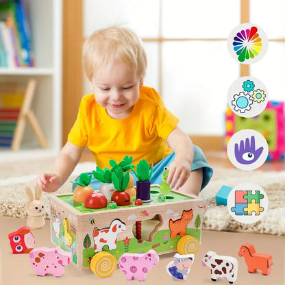 Multifunctional Wooden Toy Cube - Educational Play Fun