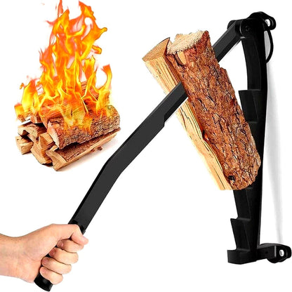 Manual Wall-Mounted Log Splitter - Lever-Activated Firewood Tool