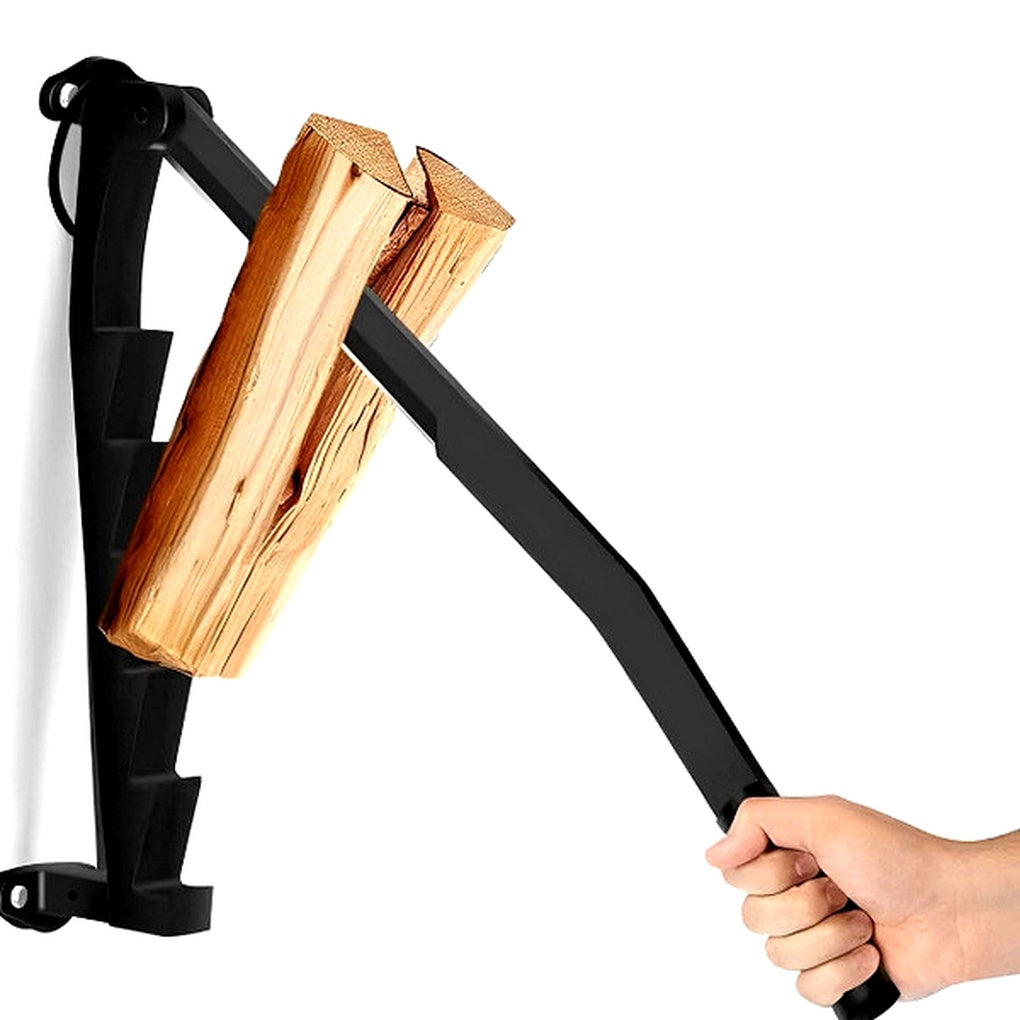 Manual Wall-Mounted Log Splitter - Lever-Activated Firewood Tool