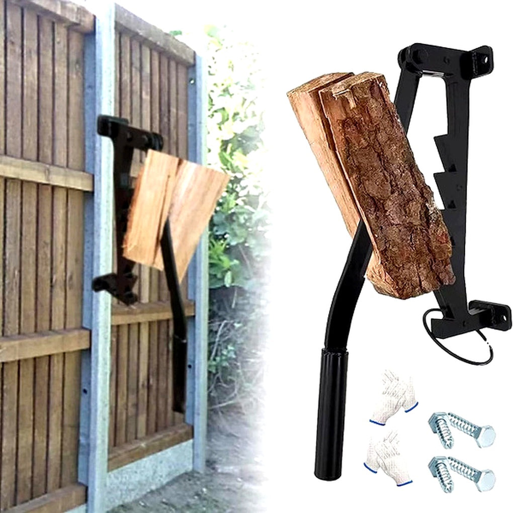 Manual Wall-Mounted Log Splitter - Lever-Activated Firewood Tool