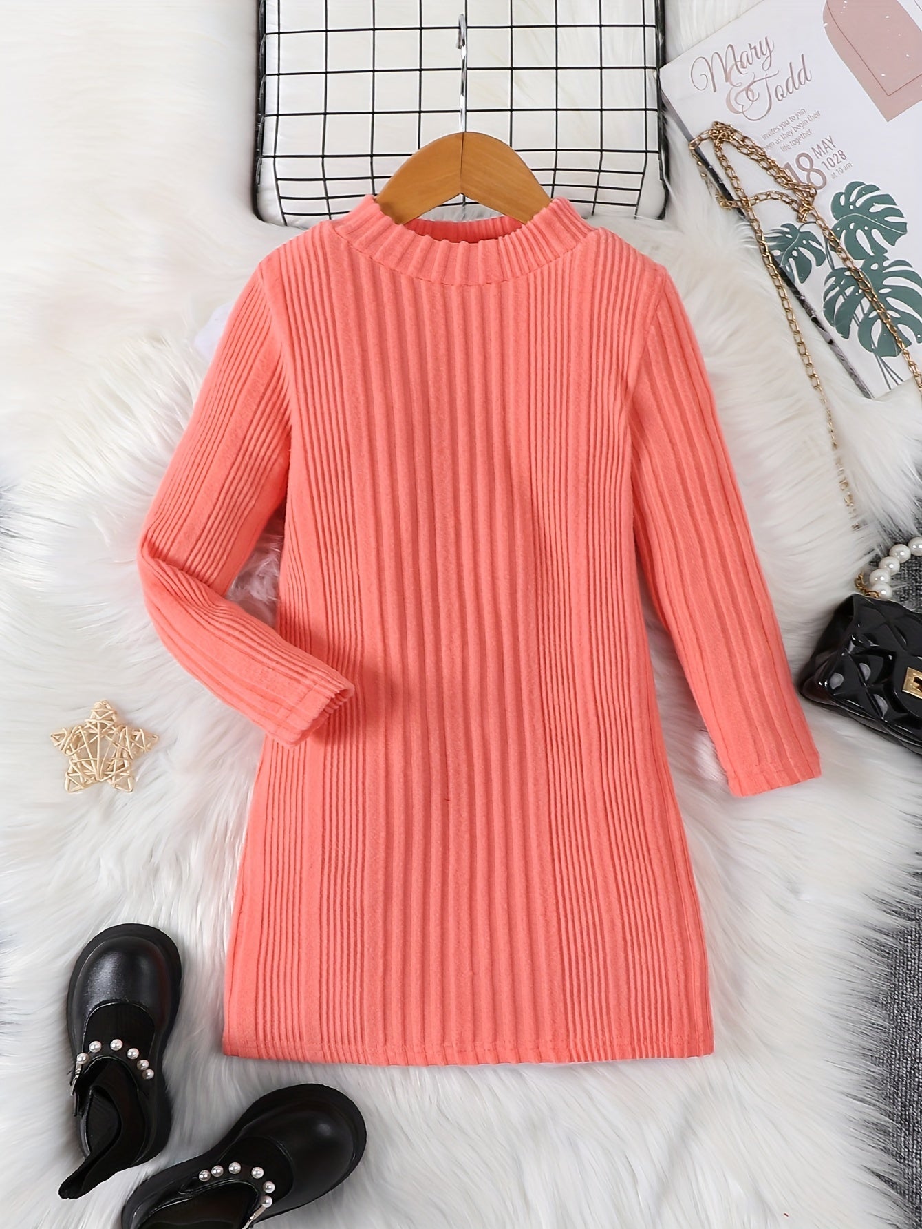 Girls' Long Casual Knitted Thermal Jumper with Round Neck for Winter - Jennida