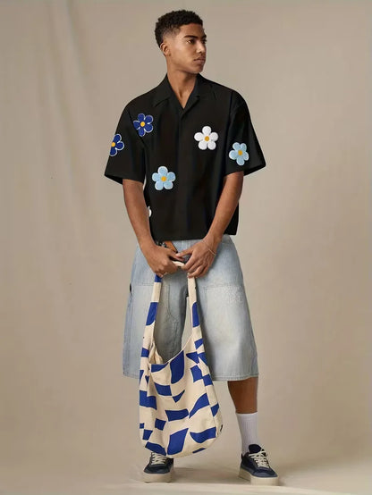 Chemise à manches courtes avec fleurs