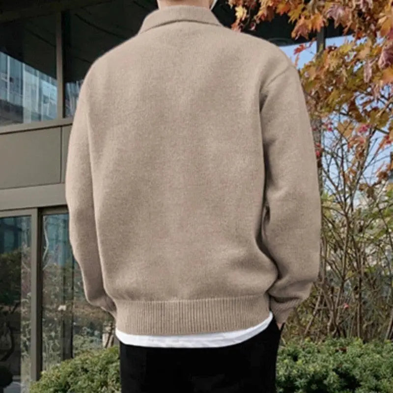 Finn | Wool jumper for men with half zip and collar
