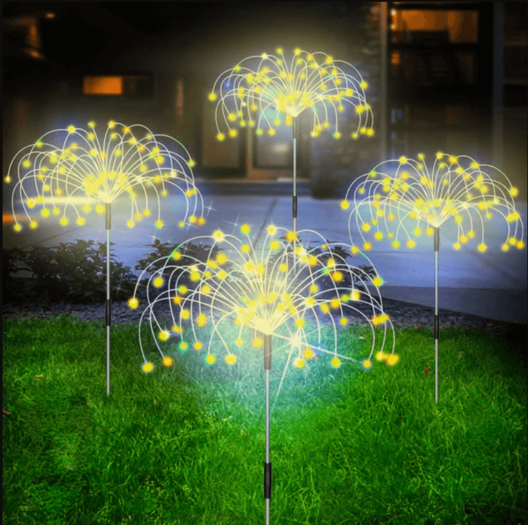 Luces solares LED de jardín con efecto de fuegos artificiales