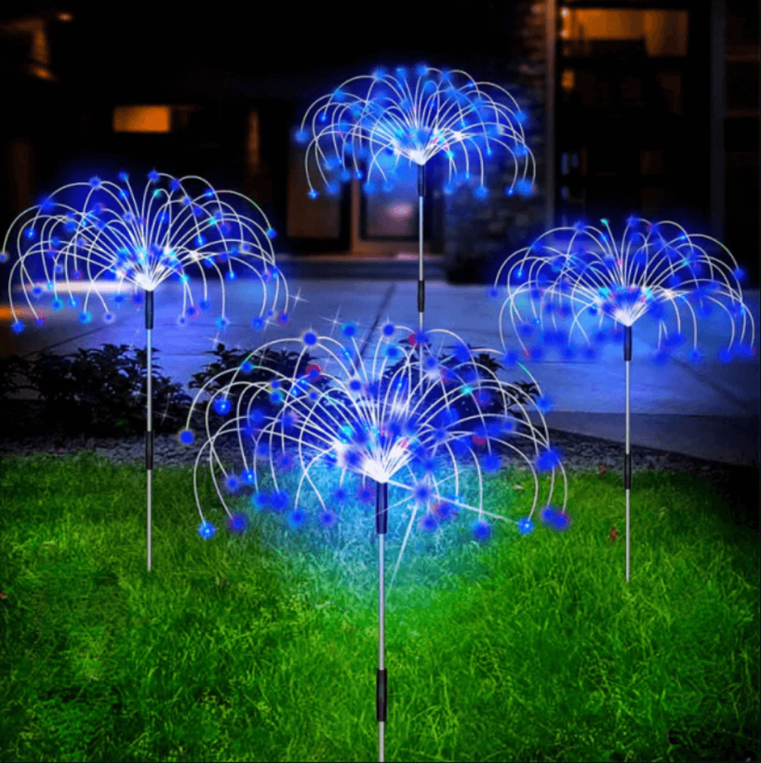 Luces solares LED de jardín con efecto de fuegos artificiales