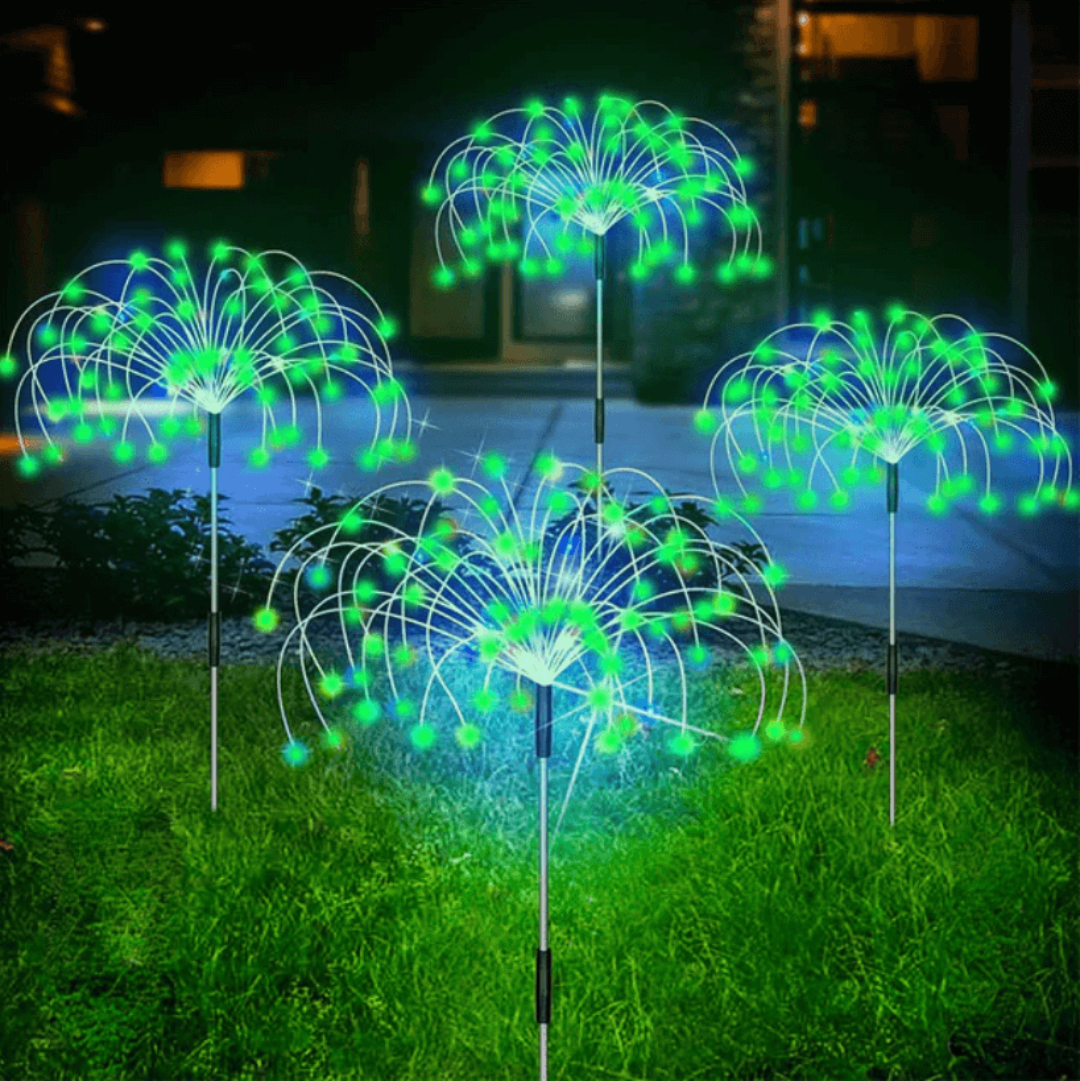 Luces solares LED de jardín con efecto de fuegos artificiales