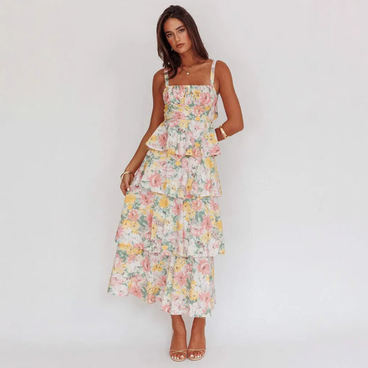 Vestido largo bohemio con estampado floral