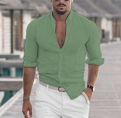 Floris | Linen men's shirt with mock collar