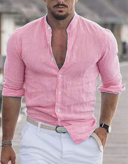Floris | Linen men's shirt with mock collar