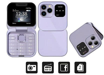 Foldable dual-SIM phone with HD camera and FM radio