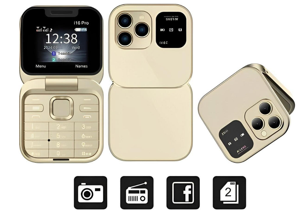 Foldable dual-SIM phone with HD camera and FM radio