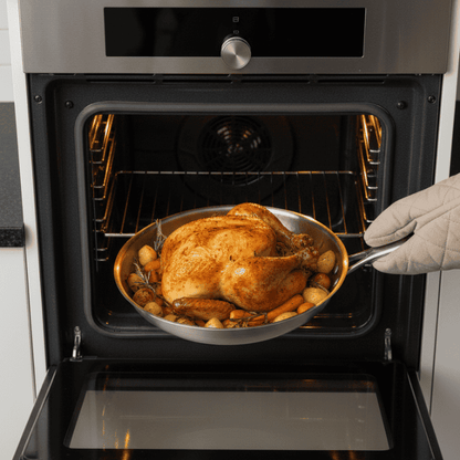Stainless Steel Frying Pan without Coating – Suitable for Induction
