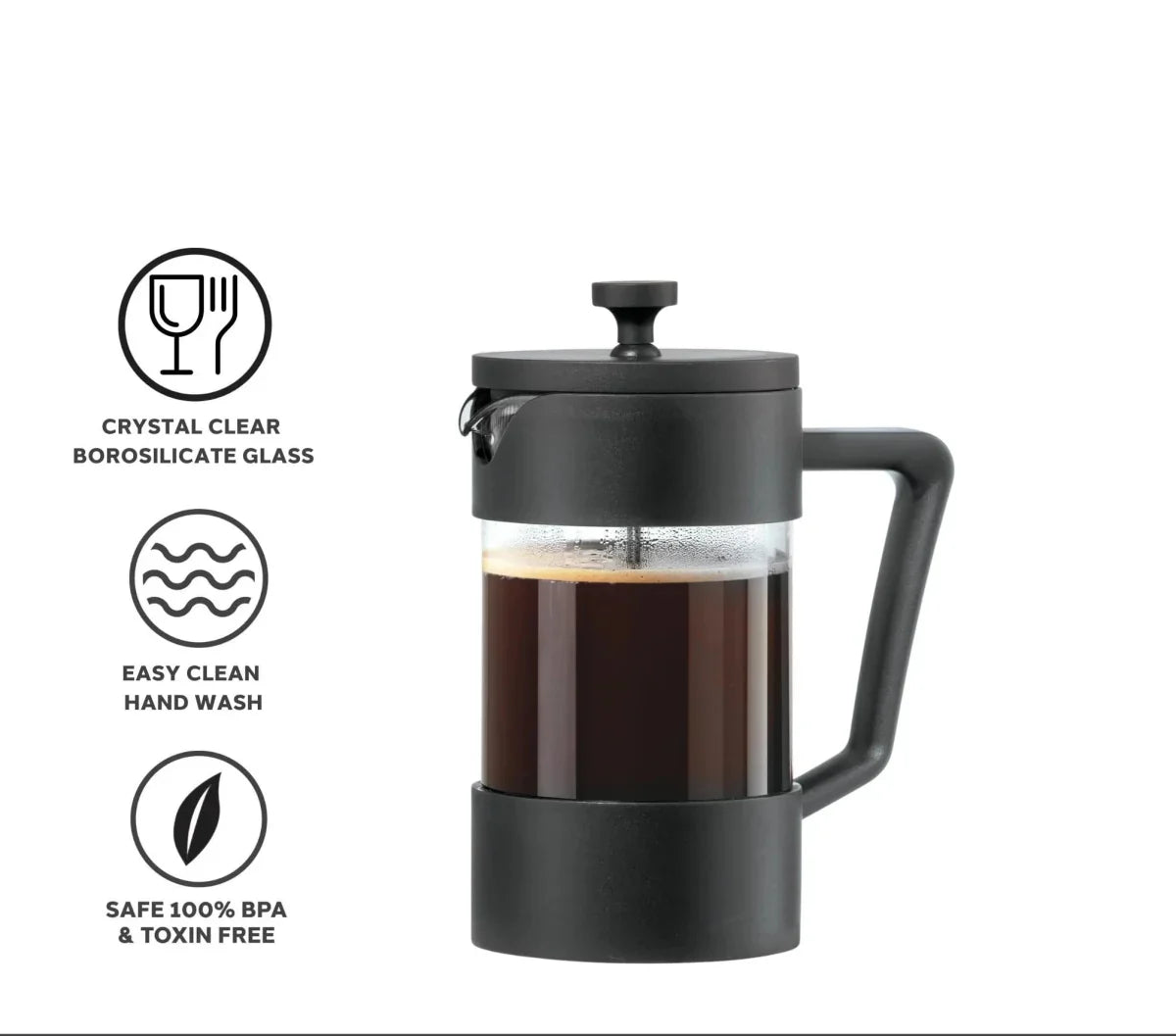 Cafeteira de êmbolo - vidro borossilicato - sabor perfeito - design duradouro