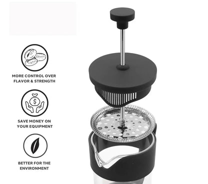 Cafeteira de êmbolo - vidro borossilicato - sabor perfeito - design duradouro