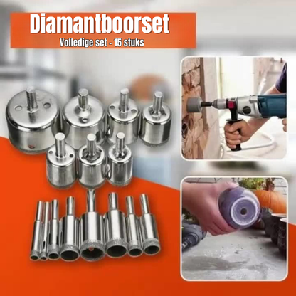 Diamantboorset - voor glas, marmer, graniet en steen