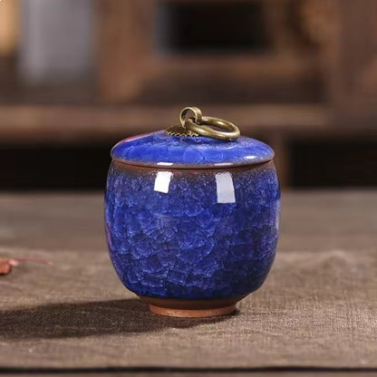 Urna funeraria in ceramica per animali domestici, con smalto craquelé, per conservare le ceneri in casa