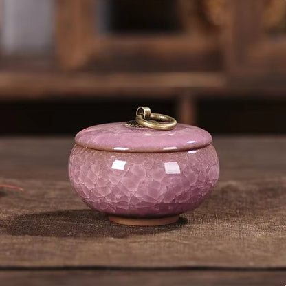 Urna funeraria in ceramica per animali domestici, con smalto craquelé, per conservare le ceneri in casa