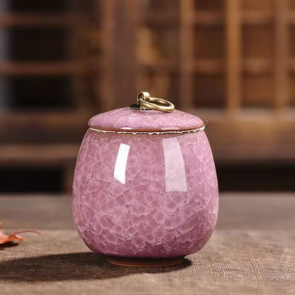 Urna funeraria in ceramica per animali domestici, con smalto craquelé, per conservare le ceneri in casa